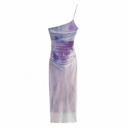 Traf-Hestido largo de tul fruncido c hombros descubiertos para mujer、traje sexy c espalda descubierta、color morado、fiesta nocturna、verano 77t0＃