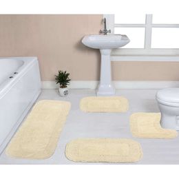 Home Weavers Radiant Collection 100% Cotton Bathroom Rugs Washable Extra Soft and Absorbent Rug, Kitchen Mat, Set, Bath Floor Mat Non Slip, 4 Piece Set with