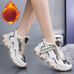 Casual Shoes 2024 Winter Sports Korean Edition Plush High Top Trendy Versatile Cotton Outdoor Travel Lightweight