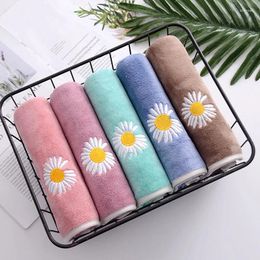 Towel 3Pcs Thickened Bath 35 75CM Coral Fleece Quick Dry Clean Face Absorbent Soft Washing Hand Daisy Embroidery