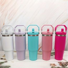 1pc, 30oz Stainless Steel Tumbler - Portable Travel Mug with Lid Straw for Camping and Outdoor Adventures