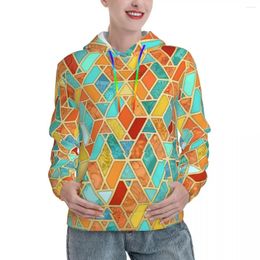 Women's Hoodies Abstract Patchwork Loose Unisex Geometric Tile Print Street Fashion Hoodie Spring Cool Classic Sweatshirts Large Size