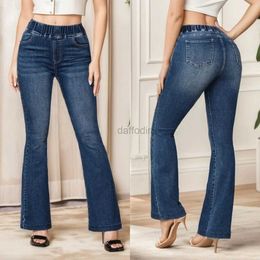 Women's Jeans Spring 2024 New Fashion High Stretch Elastic Waist Boot Cut Jeans Slim Fit Hip Lift Denim Flared Pants Casual Skinny Trousers 24328