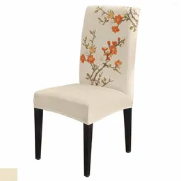 Chair Covers Plum Blossom Leaves Branches Cover Set Kitchen Stretch Spandex Seat Slipcover Home Dining Room