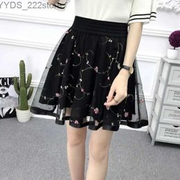 Skirts Skorts 2024 New Fashion Lace Mini Dress Patchwork Bright Line Decoration Womens Clothing Summer Solid Colour Vintage A-line Skirt yq240328