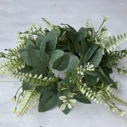 Decorative Flowers Wreath Candle Ring Eucalyptus Leaves Garland Set For Home Wedding Party Table Centrepiece Decoration Spring Greenery