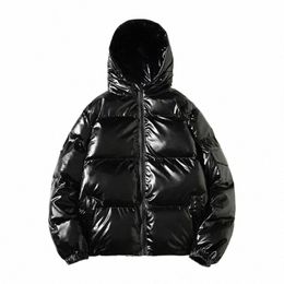 winter Solid Glossy Parkas Men Thick Hooded Jacket 2023 New Warm Harajuku Coat Male Casual Zipper Jackets Windproof Outwear p5iY#