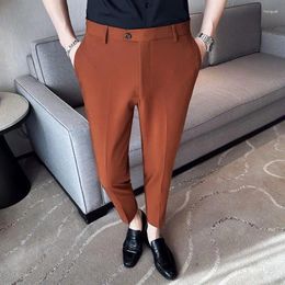 Men's Pants 2024 Spring Summer Fashion Casual Korean Solid Colour Business Slim Fit Suit Men Formal Office Social Ankle Trousers