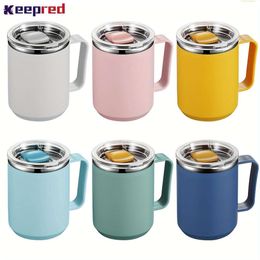 Keepred 450ml Stainless Steel Travel Mug with Lid Handle - Spill-proof, Wide Mouth, Perfect for Coffee & Water Anywhere