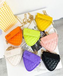 Lady style children handbags purse girls letter applique triangle princess messenger bag designer kids pearls chain single shoulde3691834