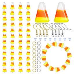 Components 81Pack Halloween Glass Candy Corn Beads And Earrings Women's Jewellery Set For DIY Jewellery Making Findings