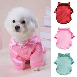 Dog Apparel Button Closing Pet Pyjamas With High Shirt Collar Soft Solid Colour Comfortable Two-legged For Dogs Cats