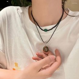 Pendant Necklaces Vintage Peace Buckle Simple Beads Necklace Fashion Jewelry Layered Choker Statement