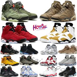 Designer running shoes Jordens6s Jumpmans6 tri-black and white olive green brown kelp water Black metal Silver cold gray infrared men outdoor basketball shoes