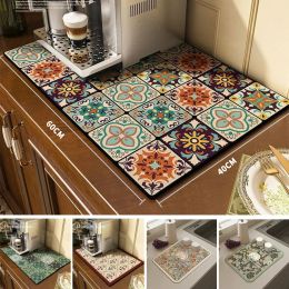 Albums Diatom Mud Kitchen Drain Pad Bohemia Quickly Dry Mat Cup Coaster Dish Drying Mat Rubber Table Mat Placemat Kitchen Accessories