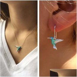 Dangle Chandelier Earrings 2024 Fashion Vintage Blue Bird Unique Hummingbird Women Animal Jewellery Designs For Ladies Girls Drop Delive Otfhg