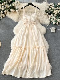 Casual Dresses Beach Holiday Long Women Spaghetti Strap Backless Hollow Female Vestidos Mujer A-line High Waist Summer Dress Dropshipp