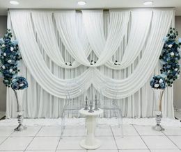 10FT x20FT Pure White Wedding Background Gauze Curtain Baby Shower Party Backdrop Drape Hotel Banquet Activities Background Decoration