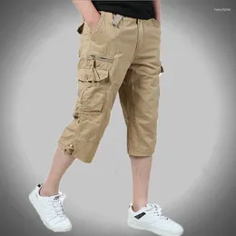 Men's Shorts Men Summer Casual Baggy Multi Pocket Military Knee Length Cargo Pants Loose Breeches Male Tactical Plus Size 5XL