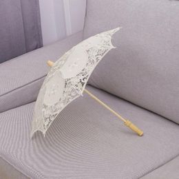 Umbrellas Parasol Lace Umbrella Not Rainproof Beach Classical Handmade Cotton Wooden Pography Prop Bride