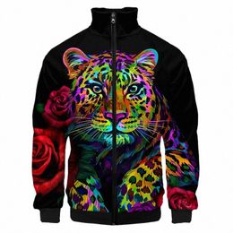 tiger Leopard Animal Rose Man Autumn Fi Fit Zip Jacket 3D Printed Funny Oversized Clothing Hombre Zipper Coat Drop Ship V8zJ#