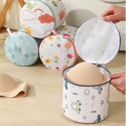Storage Bags Flower Printing Underwear Box 16 15cm(6.30 5.91in) Cylinder Drawer Organizers Folding Polyester Clothes Separator Home