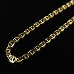 Men's 10K Solid Yellow Gold 2 5MM Flat Mariner Link Style Chain 16-24 Inches190U