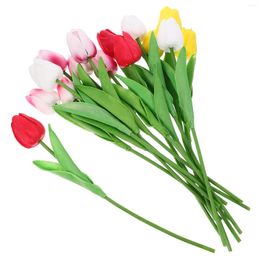 Decorative Flowers Simulated Tulip Fake Tulips Decor Faux Bouquet Home Simulation Exquisite Vase