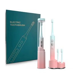 超音波ソニックエレクトリック歯ブラシ充電可能な歯ブラシは、5pcs交換ヘッドを備えたUV消毒および滅菌による消毒