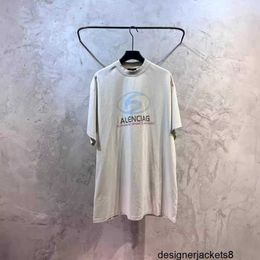 Designer Paris B Family 24ss New Printed Worn Out Blurred Words Discoloured Printed Short sleeved T-shirt Expert Tee VKZD