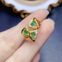 Cluster Rings FS Inlay 3 5 Emerald Ring Silver S925 Genuine Natural For Women Fine Charm Weddings Fashion Jewelry With Certificate