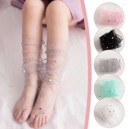 Women Socks Summer Transparent Silk Women's Fishnet Loose Mesh Lace Tulle Ankle Long Star Colourful See Through