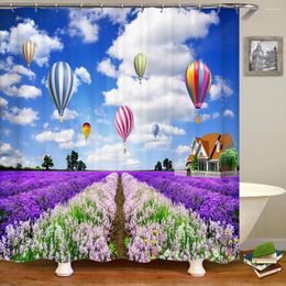 Shower Curtains Bathroom Waterproof Curtain Beautiful Lavender Idyllic Nature Landscape Printing Bath Home Decoration