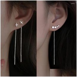 Dangle Chandelier Earrings 2Pcs Trend Long Wire Tassel Thread Chain Climb Star Heart Beads Pendants Drop Womens Straight Hanging Earin Otc4Z