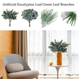 Decorative Flowers 10 Pcs Artificial Eucalyptus Leaves Green Stem Frost For Home Decor Wedding Party Outdoor Diy Fake Decorati G6c0