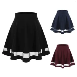 Skirts Women Summer Lace-up Black A-line Tutu-skirt Preppy-style Pleated Students All-match Elegant Simple High-waist Trendy