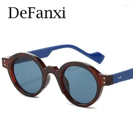 Sunglasses Small Men's Round Unisex Retro Brand Designer Rivets Tinted Sun Glasses Blue Light Blocking Clear Frames