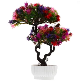 Decorative Flowers 1pc Artificial Bonsai Ornament Plastic Guest-greeting Pine Chic Plant Decor