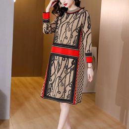 Casual Dresses And Autumn Winter 2024 Half High Neck Pullover Loose Thickened Warm Bottoming Jumper Dress Ladies Knitted