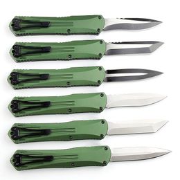 Top Quality CK High End AUTO Tactical Knife D2 Stone Wash/ Black Titanium Coated Blade CNC Green Aviation Aluminum Handle EDC Pocket Knives With Nylon Bag