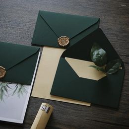 Gift Wrap 5pcs Thick Green Envelopes 250g High-grade Paper Letter Pads Wedding Party Invitations Cards Postcards Cover Cash Bag