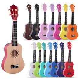 21 polegada ukulele soprano basswood acústico náilon 4 cordas ukulele colorido mini guitarra para crianças presente com cordas e picaretas