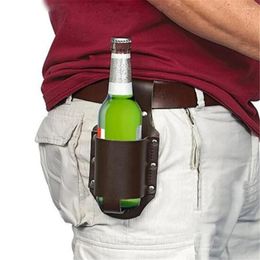 Storage Bottles Portable Beverage Can Holder PU Leather Multipurpose Beer Waist Bag Creative Chic Comfortable For Outdoor Hiking Camping