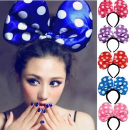 Decorative Flowers Fashion Creative Girl Polka Dot Bowknot LED Flashing Headband Bows Blinking Hairbands Halloween Glow Party Supplies Home