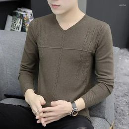 Men's Sweaters Man Clothes Pullovers Brown Knitted For Men V Neck Casual Cigaret Knitwears Sweatshirts Fashion 2024 Spring Autumn Tops