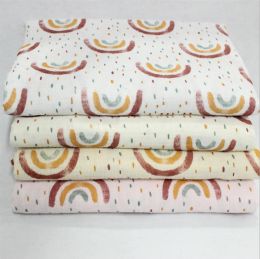 Fabric Rainbow Breathable Double layer Cotton Crepe Fabric Print Cotton Crepe Fabric for DIY Sewing Quilting Patchwork Baby Cloth