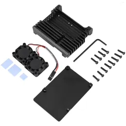 Spoons For Raspberry Pi 4 Aluminium Case With Dual Cooling Fan Metal Shell Black Enclosure Model B