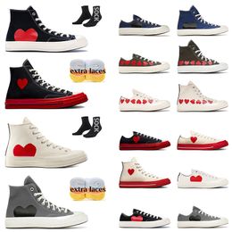 Classic Style High Top Vintage Commes Des Garcons X 1970s Designer Casual Canvas Shoes Women Men All Star OG 70 Chucks Taylors Low Multi-Heart chaussures Flat Sneakers