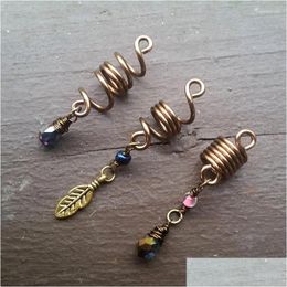 Hair Clips Barrettes Boho Dread Beads Tarnished Brass Accessories Fall Colours Sleeves Dreadlock Jewellery Drop Delivery Hairjewelry Otfkj