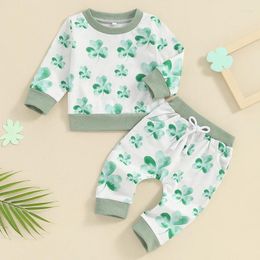 Clothing Sets St Patricks Day Outfit Toddler Baby Girl Boy Pant Set Clover Print Sweatshirt Tops Drawstring Pants Spring Clothes